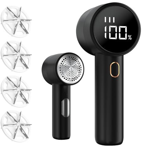 Fusselrasierer Elektrisch, Tragbarer Fusselentferner mit 4 Ersatzklingen, Fuselrasier Elektrisch, 3 Leistungsstufen, Elektrischer Fusselentferner für Verschiedene Stoffe