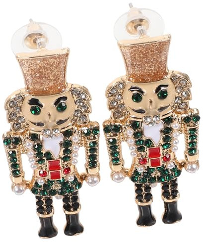JEWEDECO Nutcracker Soldier Earrings for Women Cartoon Nutcracker Earrings Metal Design