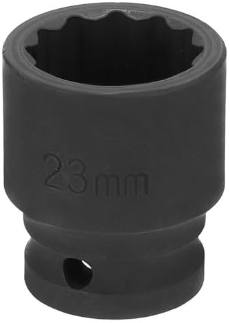 sourcing map 12-Point Impact Socket 1/2 Inch Drive 23mm Metric Cr-V Shallow Impact Socket Nut Driver Wrench for Auto Repair