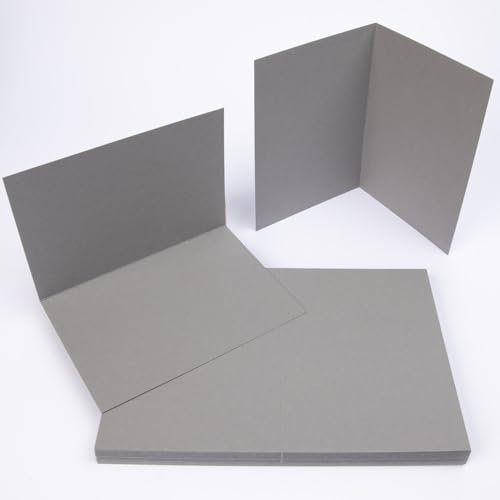 PresentFill® Klappkarten blanko in Schiefer Grau - 25 Faltkarten A6, Klappkarte ideal zum Karten selbst gestalten, beschriften oder bedrucken - passend für C6 Umschläge