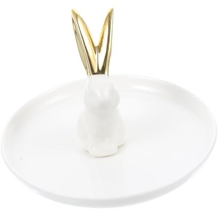 CALLARON Plateau Céramique Pour Bijoux Présentoir Délicat De Rangement Support Élégant Pour Colliers Bagues Et Boucles Oreilles Design De Lapin Doré