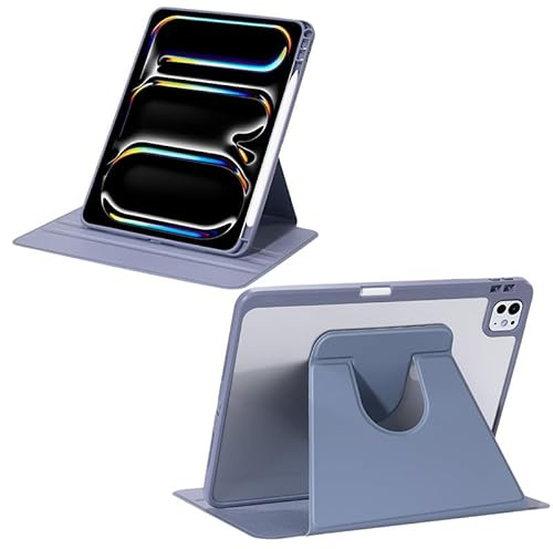 Yhsvie Funda giratoria para iPad Pro de 11 pulgadas (M4) 2024 funda protectora con soporte para bolígrafo, funda de piel sintética con soporte, funda giratoria de 360 grados, parte trasera