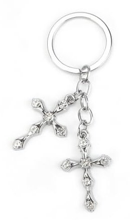 OBEISN Kreuz mit Strass-Schlüsselanhänger, eleganter und einfacher Auto-Metall Anhänger, Geschenk für Frauen, Geburtstagsgeschenk für Freunde und besondere Anlässe, Freundschaftsgeschenk