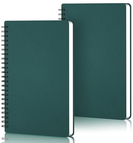 Yarotm Notizbuch A5 Blanko - 2 PCS Spiralblock Notizbücher - 14x21cm Spiralbindung Notebook - 100GSM Notizblock A5 Blanko - 120 Seiten/60 Blatt Dunkelgrün Notizheft A5 Reisetagebuch