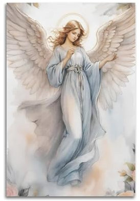 ZZBYMX Minimalistisches christliches Poster, Motiv: Engel mit Engel-Motiv, attraktiv, dekoratives Gemälde, Leinwand, Wandposter für Schlafzimmer, künstlerische Bilder, Drucke, moderne Familie, 40 x 60