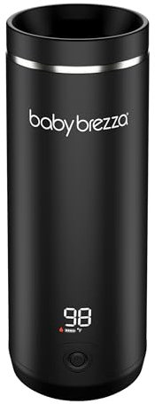 Baby Brezza Calienta Biberones Portátil Súperrápido - 67% Más Rápido - Calentador de Biberones Ideal para Viajes - Fórmula y Leche Materna - hasta 270 ml - Recargable, Negro