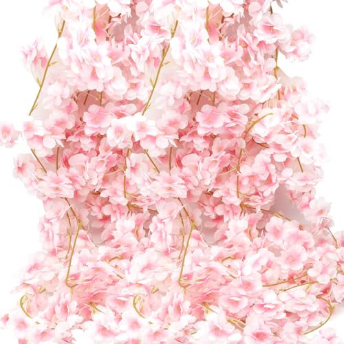 UOCAI 3 pièces Fleur Artificielle,Guirlande de Fleurs de Cerisier,1.8 m de Guirlande de Fleurs en vignes,Guirlande de Fleurs artificielles suspendues,Guirlande esthétique de Printemps