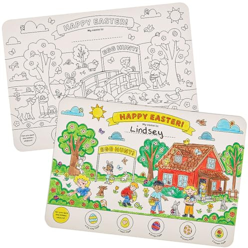 Baker Ross FN398 Easter Egg Hunt Colour-in Placemats - Pack of 8, Easter Colouring Decorations for Kids