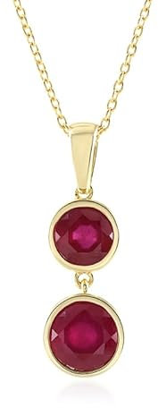 Madagaskar Rubin Halskette - Vergoldetes 925er Sterlingsilber Collier, 2,57 Karat Edelstein Schmuck für Damen - Elegante und Vielseitige Kette mit Rundgeschliffenen Rubinen