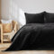 RESTILO Tagesdecke 260x280 cm Schwarz Bettüberwürf zweiseitig Steppung Velvet Samt Laila