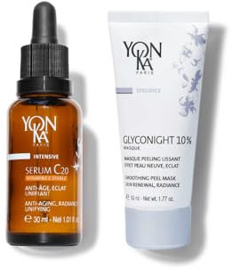 Duo für neue Haut & intensiver Glanz – Serum Vitamin C Yonka 30 ml + Glyconight Maske 50 ml – Anti-Aging, Glanz, Reduzierung von Flecken, neue Haut – 99,9 % natürliche Inhaltsstoffe