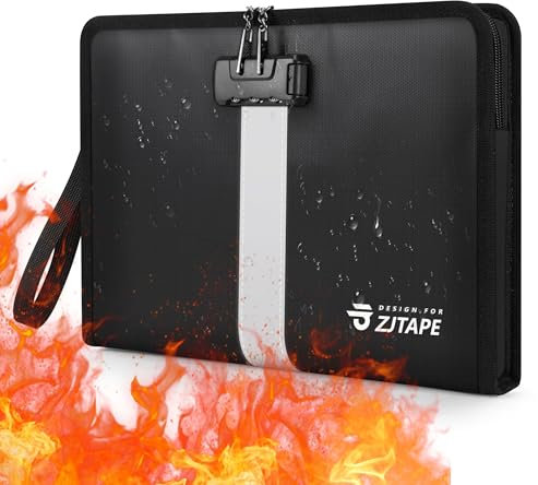 Bolsa de Archivo ignífuga e Impermeable con Cerradura - Bolsa ignífuga para Dinero, Caja Fuerte portátil, Maletín de Gran Capacidad para Tabletas, Dinero, Documentos A4, Contratos y Objetos de Valor