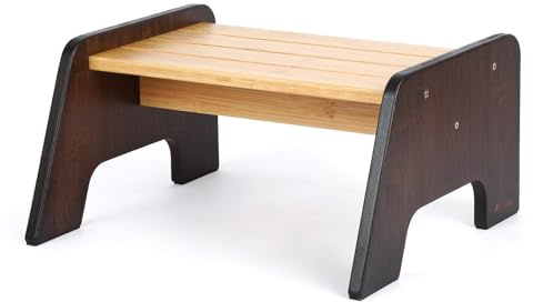 StrongTek Petit marchepied pour enfants, marchepied stable en bambou anti-basculement avec large plate-forme antidérapante, capacité de 136 kg, coins arrondis, design durable pour les tout-petits dans