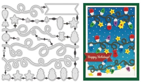 UNICRAFTALE 27 Stk Metall Stanzformen Mit Weihnachtslichterkette Wiederverwendbar Weihnachtssternlicht Prägeschablonen Hintergrund Stanzformen Für Kartengestaltung DIY Scrapbooking