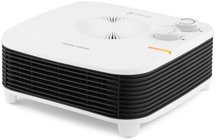 Morphy Richards HeatFlux 2kw Flat Fan Heater, 20m2, Adjustable Thermostat, Lightweight, Compact, Portable, Low Noise, Wide Angle Heat Output, Overheat Protection, White, 825100