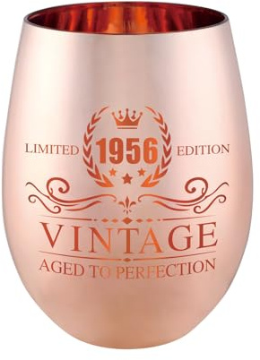 xilaxila 70th Birthday Gifts for Women - Vintage 1956 Wine Glass - 70th Birthday Decorations for Her - Funny Bday Present Ideas