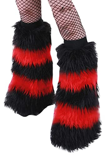 NJWTSDTZ Women Fluffy Leg Warmers Faux Fur Furry Boot Covers Y2k Winter Long Boot Cuffs Christmas Cozy Fur Legs Warmer