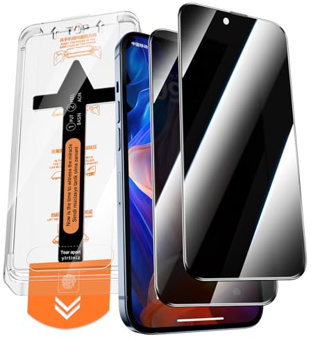 QUESPLE 2 Pack for iPhone 13 Pro Max/14 Plus Privacy Screen Protector 6.7-Inch, Auto Dust-Elimination Installation Tool, [Instant Installation], Anti Spy Full Coverage Tempered Glass