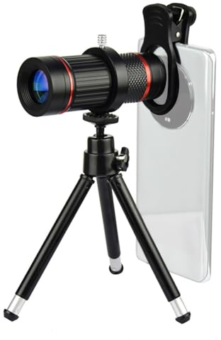 Zoeyilan 18X Phone Telephoto Lens Kit with Mini Tripod Mounting Clip Cleaning Cloth for Hiking Camping Wildlife Observation Moon Sports Game Concert Watching