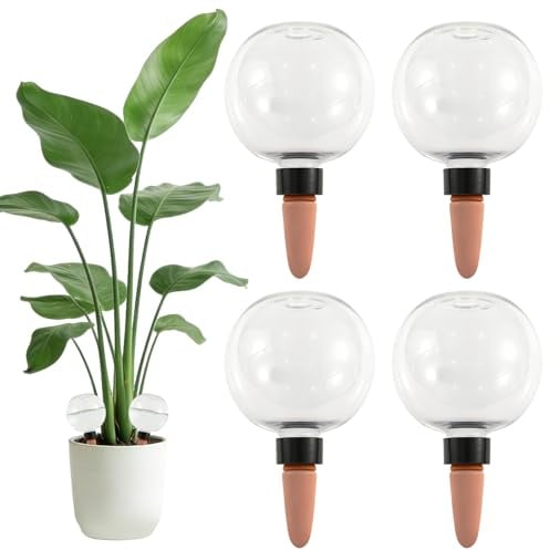 cupeohome Palline per irrigazione, 4 pezzi, autoirrigazione, irrigazione automatica trasparente, per piante, erogatore di acqua per camere, balcone e piante da giardino (500 ml)