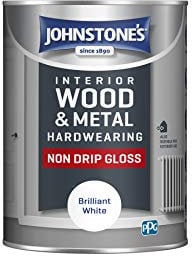 Johnstone's - Interior Wood & Metal Hardwearing - Brilliant White - High Sheen - Non Drip - Gloss Finish - Suitable Paint Interior & Exterior - Dry in 16-24 hours - 17m2 Coverage per Litre - 1.25L