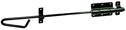 Alberts 137199 Bolzen-Schlossriegel | mit befestigter Schlaufe | schwarz kunststoffbeschichtet | Platte 95 x 67 mm | Bolzen Ø15,5 x 500 mm