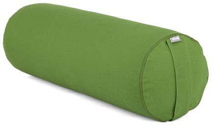 Bodhi Yoga Bolster Rolle Ø 22 cm | Yogarolle mit Bio-Dinkelfüllung | Yogakissen für Restorative & Yin Yoga | Waschbarer Bezug aus Baumwolle | Pilates Kissen mit Trageschlaufe (olive-grün)