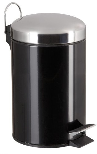 Sanwood 1007325 Treteimer Bad-Abfalleimer 3 L mit Griff, Metall, schwarz, 22 x 17 x 24 cm