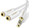 UGREEN Audio Klinken Y Aux Verlängerung 20cm Stereo audiokabel Splitter 3.5mm Kopfhörer Verlängerung für Handys, Weiß