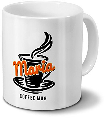 Tasse mit Namen Maria - Motiv Coffee Mug - Namenstasse, Kaffeebecher, Mug, Becher, Kaffeetasse - Farbe Weiß