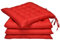 Beautissu 4er Set Stuhlkissen 40x40 mit Bändern – Indoor & Outdoor Sitzkissen Lea mit 5 cm Polsterung - Auflagen für Gartenmöbel & Stühle in Rot