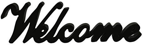 CVHOMEDECO. Cartel de Madera con Palabras en Negro Mate Welcome de pie para Escritorio, Mesa, estantería, Pared u Oficina, 36,8 x 10,4 x 2,5 cm