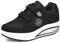 Solshine Damen Plateau Wedge Sneakers Fitnessschuhe Klettverschluss Shape up Walkingschuhe Turnschuhe Schwarz 39EU