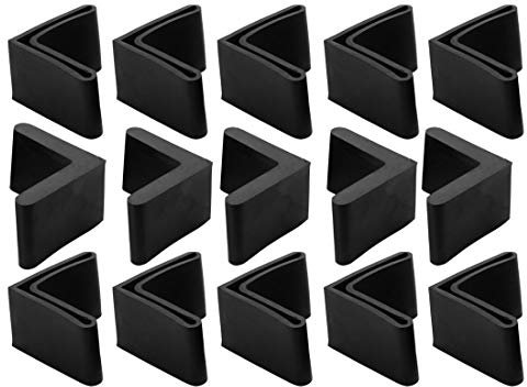 sourcing map 15Pcs Möbel Winkeleisen Fußpolster L geformt Beindeckel Gummi 30 x 30mm schwarz