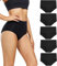 wirarpa Damen Unterhosen Baumwolle Slips Damen Hoher Taille Atmungsaktive Taillenslip Wochenbett Unterwäsche Mehrpack Größen 32-58, Schwarz-5er Pack, Large (42/44)