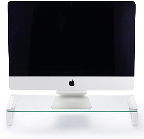 Slabo Monitorständer Notebookhalterung für Monitor | Bildschirme | iMac | MacBook | TV | Notebook | Laptop Aluminium - Plexiglas - Weiß