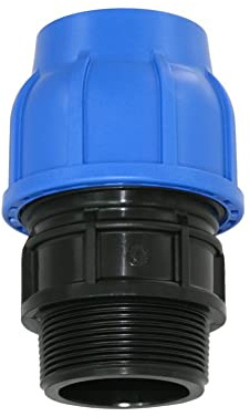 PP-Fitting 32mm x 1 AG-Anschluss Klemmverbinder - PE Rohr- 32er PE Verschraubung Adapter mit 1 Zoll Außengewinde, DVGW