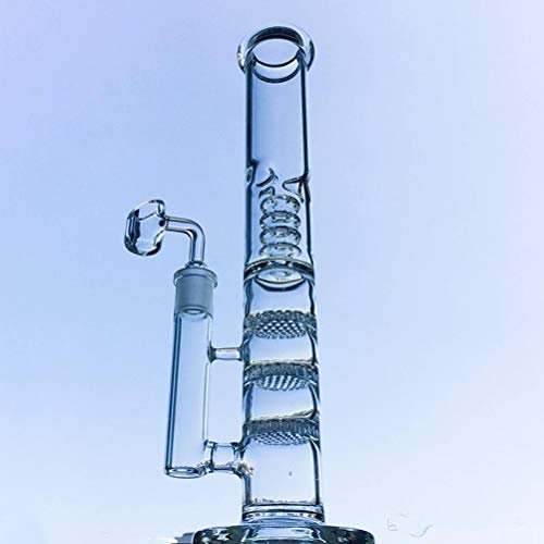 40cm Rides d'huile de nid d'abeilles en verre de bangs de triple rigoles de conduites d'eau droites de tube de cage à oiseaux de Perc Dab avec le bol de 18mm (with quartz bowl)