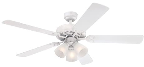 Westinghouse Lighting 7236400 Vintage Indoor Ceiling Fan with Light, 52 Inch, White