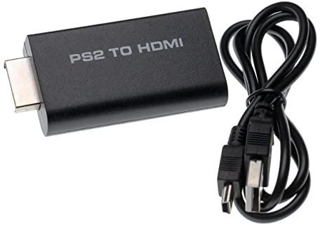 vhbw Adaptateur HDMI Compatible avec Sony Playstation 2 Console de Jeu, pour écran HDMI/TV HD + Prise Audio Jack 3,5mm câble USB Inclus - Noir