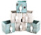 Logbuch-Verlag 6 Blumenübertöpfe Holz Fische Tischdeko Kresse Kräuter mini klein Mint beige 9,5 cm quadratisch