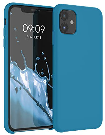 kwmobile Hülle kompatibel mit Apple iPhone 11 Hülle - Silikon Handy Case - Handyhülle weiche Oberfläche - kabelloses Laden - Petrol