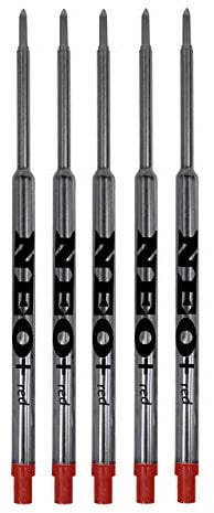 Set von Kugelschreiberminen für Waterman-Kugelschreiber. Mittlere Spitze, weiche Rollminen (Set mit 5 roten Tinten)