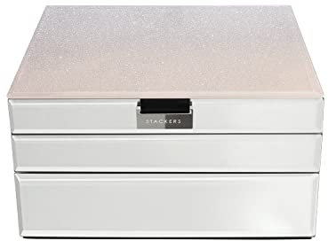 Stackers Juego de 3 joyeros clásicos de cristal rosa