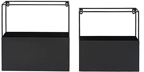 LOLAhome Set de 2 maceteros de Pared Negros de Metal