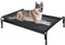 Veehoo Lit Surélevé pour Chien, Transat Chien Chien Lit Surélevé et rafraîchissant pour Animaux de Compagnie avec Têtière Inclinée Lavable Respirant pour Intérieur Extérieur, Noir 109x76x27cm