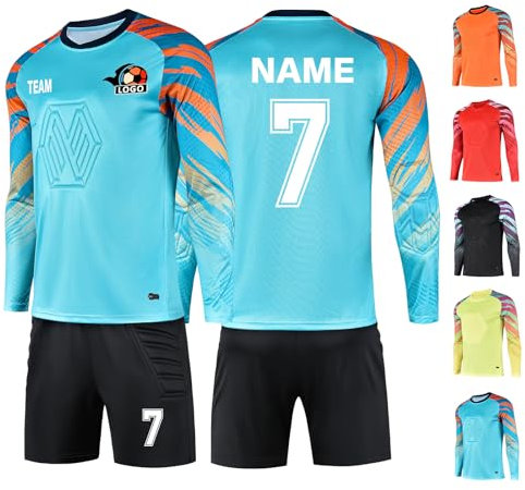 LAIFU Benutzerdefiniert Torwart Trikots für Erwachsene/Kinder Torwarttrikot Set mit Name Team Logo