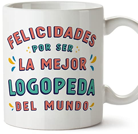 MUGFFINS Tazas para LOGOPEDA mujer - En Español - Felicidades por ser el mejor - 11 oz / 330 ml - Regalo original y divertido