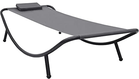 ZEYUAN Gartenbett, Liegen, Sonnenliege, Liegeinsel Outdoor, Outdoor Bett, Doppelliege, Gartenliege, Daybed Outdoor, Grau 200×90 cm Stahl