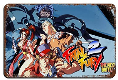 RIELLI Fatal Fury Game 4 Retro-Poster Metall-Blechschild Chic Art Retro Eisen Malerei Bar Menschen Höhle Cafe Familie Garage Poster Wanddekoration 20 x 30 cm